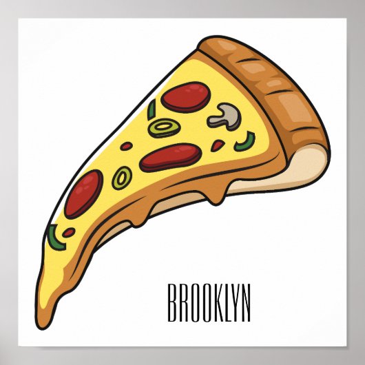 Pizza Cartoon Illustration Poster (Vorne)