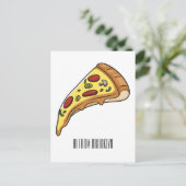 Pizza Cartoon Illustration Postkarte (Stehend Vorderseite)