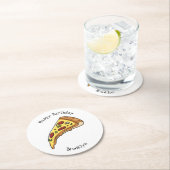Pizza Cartoon Illustration Runder Pappuntersetzer (Vor Ort)