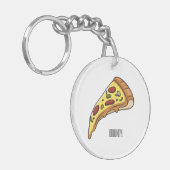 Pizza Cartoon Illustration Schlüsselanhänger (Vorderseite links)