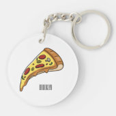 Pizza Cartoon Illustration Schlüsselanhänger (Rückseite)