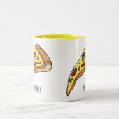 Pizza Cartoon Illustration Zweifarbige Tasse (Mittel)
