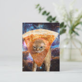 Pizza Cat in Space Wearing Pizza Slice Postkarte (Stehend Vorderseite)