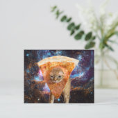 Pizza Cat in Space Wearing Pizza Slice Postkarte (Stehend Vorderseite)