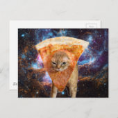 Pizza Cat in Space Wearing Pizza Slice Postkarte (Vorne/Hinten)