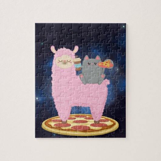 Pizza Cat Space Cat Riding Llama Puzzle (Vertikal)