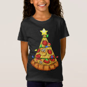 Pizza Christmas Tree Lights Funny Boys Kinder Xmas T-Shirt (Vorderseite)