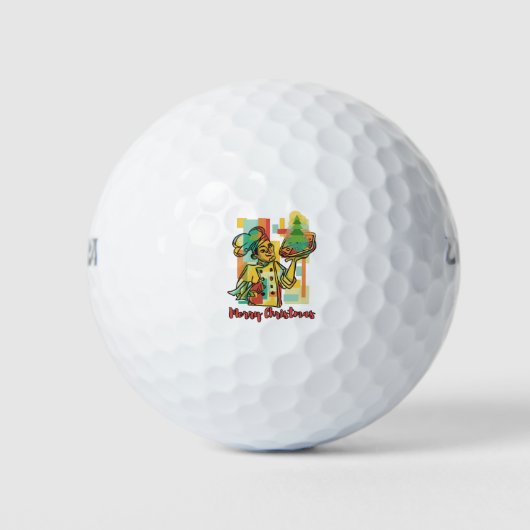 Pizza Christmas Tree - Pizza chef Xmas greating Golfball (Vorderseite)