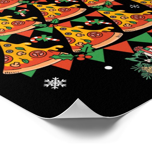 Pizza Christmas Tree Pizza Fast Food Lover Xmas Poster (Ecke)