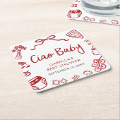 Pizza Ciao Baby Dusche Rechteckiger Pappuntersetzer (angewinkelt)