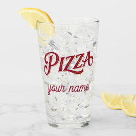 Pizza Classic Schriftzug Italienisches Essen Feier Glas