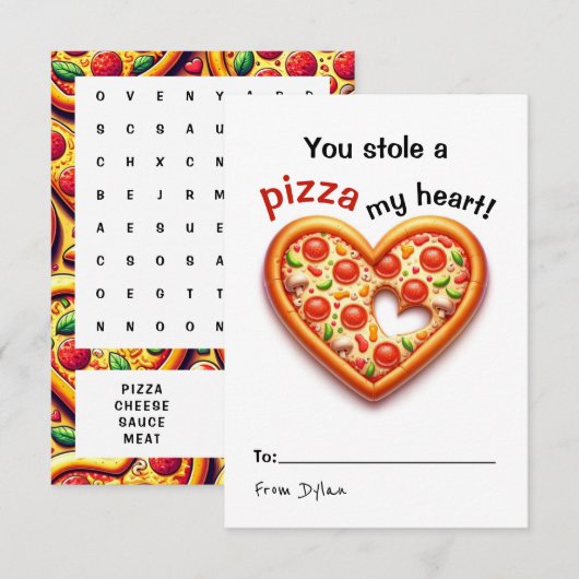 Pizza Classroom Valentine Karte (Vorne/Hinten)