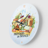 Pizza Clock. Fromages De France Große Wanduhr (Winkel)