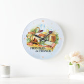 Pizza Clock. Fromages De France Große Wanduhr (Zuhause)