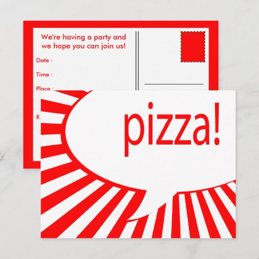 Pizza Comic sprechende Blase Postkarte (Vorne/Hinten)
