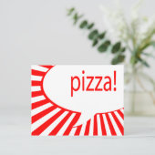 Pizza Comic sprechende Blase Postkarte (Stehend Vorderseite)