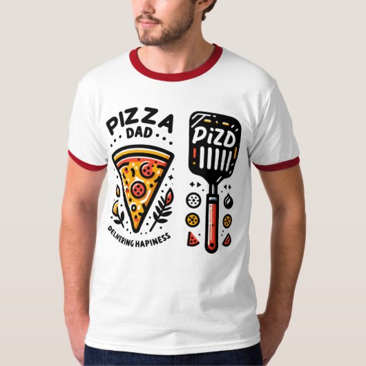Pizza Dad Delivering Happiness Ringer T-Shirt Desi (Vorderseite)