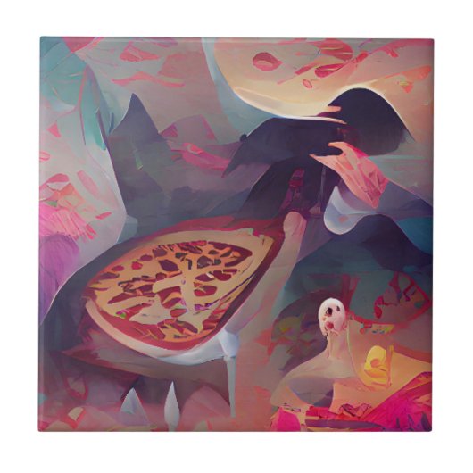 Pizza dark fantasy world graphic abstrakt art fliese (Vorderseite)