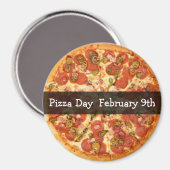 Pizza Day February Food Holiday Button Magnet (Vorderseite/Rückseite)