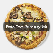 Pizza Day February Food Holiday Button Magnet (Vorne)