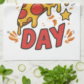Pizza Day - Fun Pepperoni Pizza Slice Design Geschirrtuch (Gefaltet)