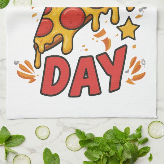 Pizza Day - Fun Pepperoni Pizza Slice Design Geschirrtuch (Gefaltet)