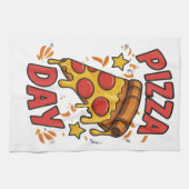 Pizza Day - Fun Pepperoni Pizza Slice Design Geschirrtuch (Horizontal)