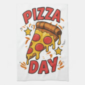 Pizza Day - Fun Pepperoni Pizza Slice Design Geschirrtuch (Vertikal)