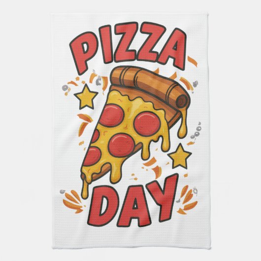 Pizza Day - Fun Pepperoni Pizza Slice Design Geschirrtuch (Vertikal)