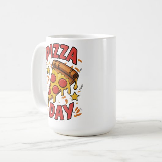 Pizza Day - Fun Pepperoni Pizza Slice Design Kaffeetasse (Vorderseite Links)