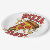 Pizza Day - Fun Pepperoni Pizza Slice Design Pappteller (Schrägansicht)