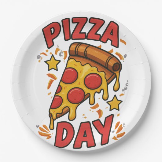 Pizza Day - Fun Pepperoni Pizza Slice Design Pappteller (Vorderseite)