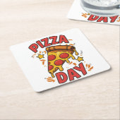 Pizza Day - Fun Pepperoni Pizza Slice Design Rechteckiger Pappuntersetzer (angewinkelt)
