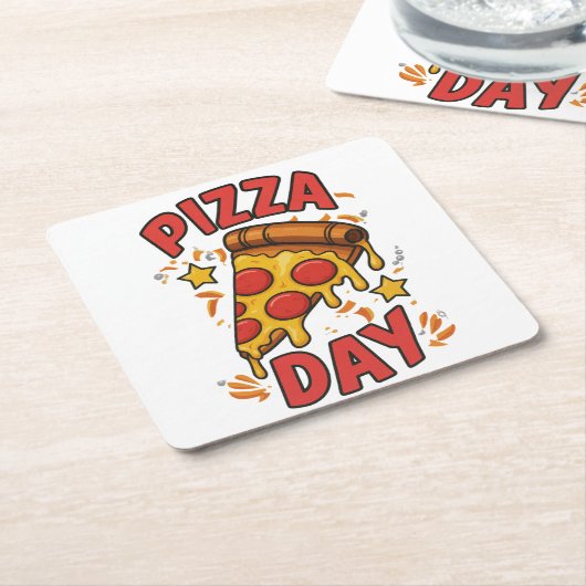 Pizza Day - Fun Pepperoni Pizza Slice Design Rechteckiger Pappuntersetzer (angewinkelt)