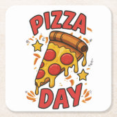 Pizza Day - Fun Pepperoni Pizza Slice Design Rechteckiger Pappuntersetzer (Vorderseite)