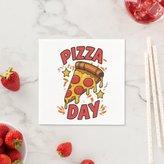 Pizza Day - Fun Pepperoni Pizza Slice Design Serviette (Beispiel)