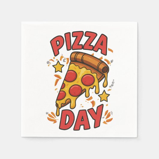 Pizza Day - Fun Pepperoni Pizza Slice Design Serviette (Vorderseite)