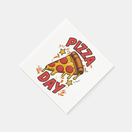 Pizza Day - Fun Pepperoni Pizza Slice Design Serviette (Ecke)