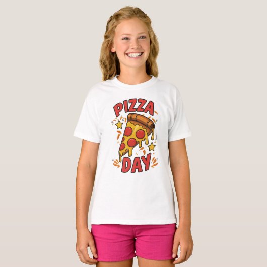 Pizza Day - Fun Pepperoni Pizza Slice Design T-Shirt (Vorne ganz)