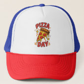Pizza Day - Fun Pepperoni Pizza Slice Design Truckerkappe (Vorderseite)