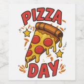 Pizza Day - Fun Pepperoni Pizza Slice Design Weinetikett (Einzelnes Label)