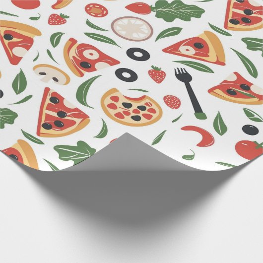 Pizza Day Patternpapier | Fun Feinschmecker Geschenkpapier (Ecke)