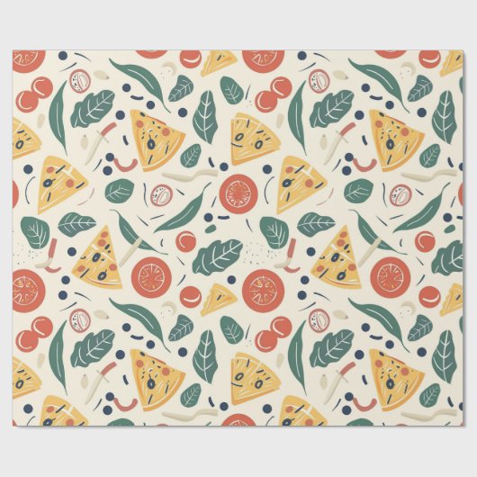 Pizza Day Patternpapier | Fun Feinschmecker Geschenkpapier (Flach)