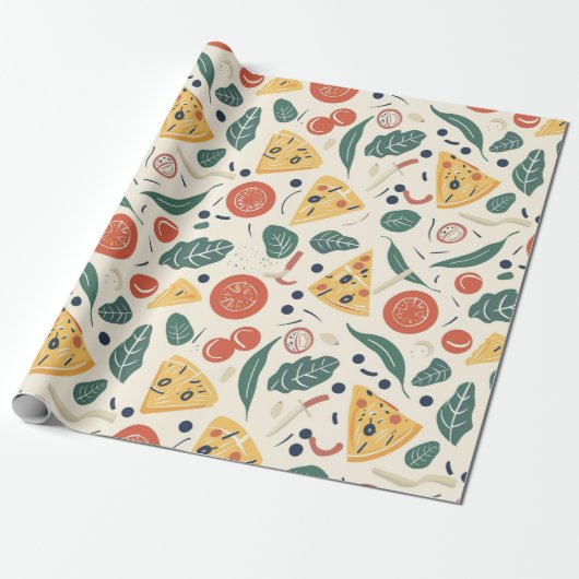 Pizza Day Patternpapier | Fun Feinschmecker Geschenkpapier (Ungerollt)
