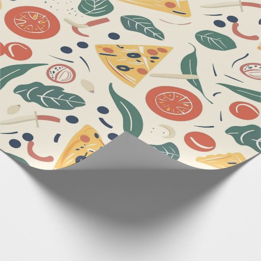 Pizza Day Patternpapier | Fun Feinschmecker Geschenkpapier (Ecke)