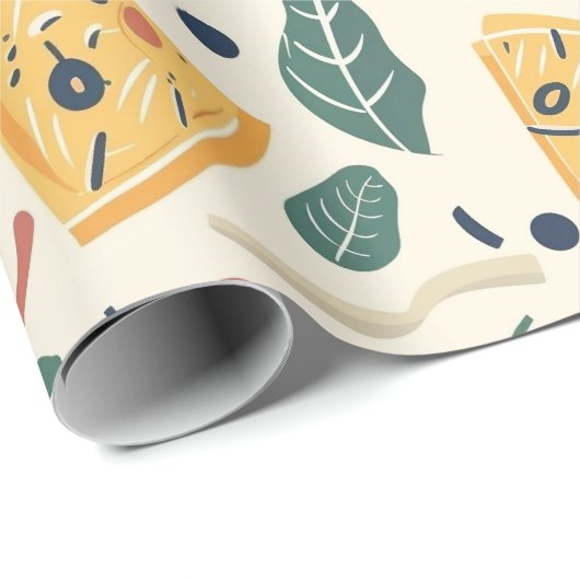 Pizza Day Patternpapier | Fun Feinschmecker Geschenkpapier (Rolleneckpunkt)