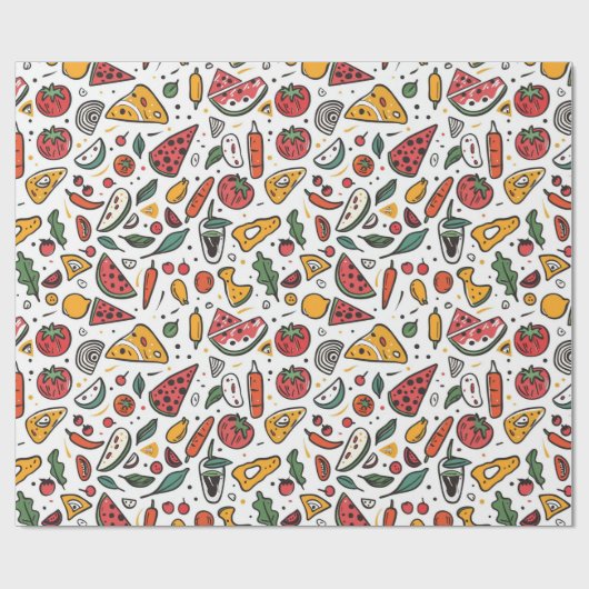 Pizza Day Patternpapier | Fun Feinschmecker Geschenkpapier (Flach)