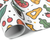 Pizza Day Patternpapier | Fun Feinschmecker Geschenkpapier (Rolleneckpunkt)