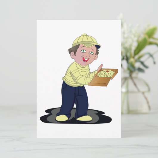 Pizza Delivery Boy Einladung (Stehend Vorderseite)