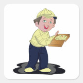 Pizza Delivery Boy Food Square Sticker (Vorderseite)